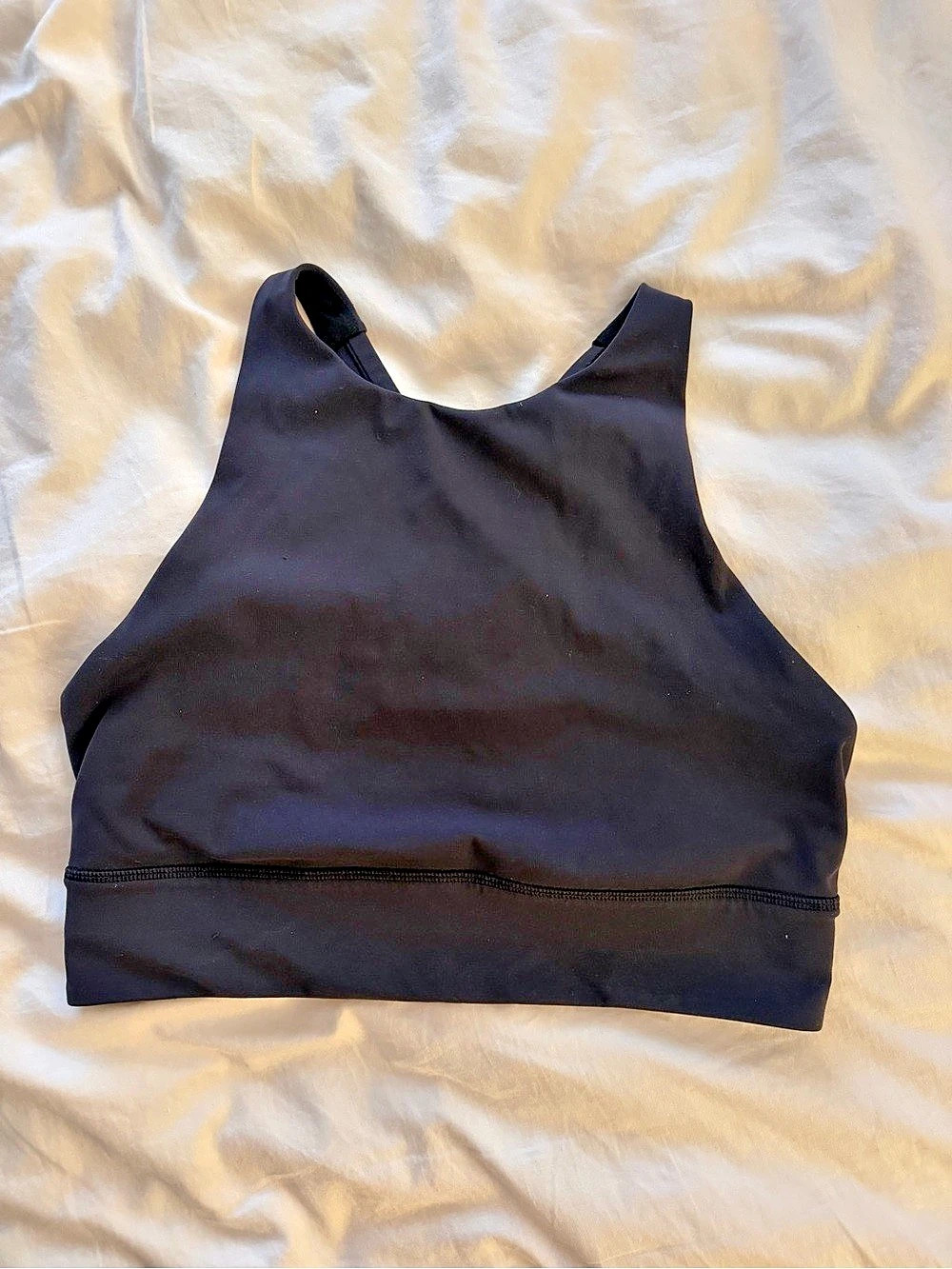 lululemon Energy Bra High Neck Longline Black Sports Bra Size 10